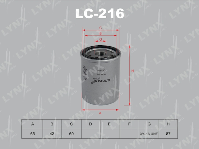 Купить LYNX LC-216 Фильтр масляный подходит для NISSAN Micra 1.0-1.4 92/Note 1.4 06/Primera(P10) 2.0 90-96 LC-216