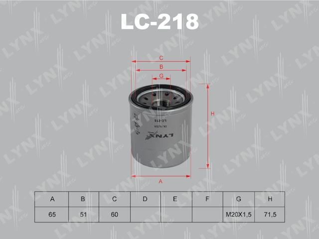 Купить LYNX LC-218 Фильтр масляный подходит для NISSAN Almera(N16) 1.5-1.8 00/Almera Classic 1.6 06/X-Trail 2.0-2.5 01 LC-218