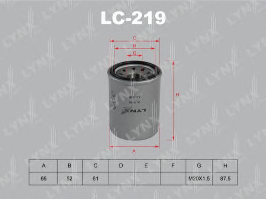 Купить LYNX LC-219 Фильтр масляный подходит для NISSAN Cedric 2.5-3.0 97-99/2.5D-3.0TD 99-04/Terrano 3.3 95-00 LC-219