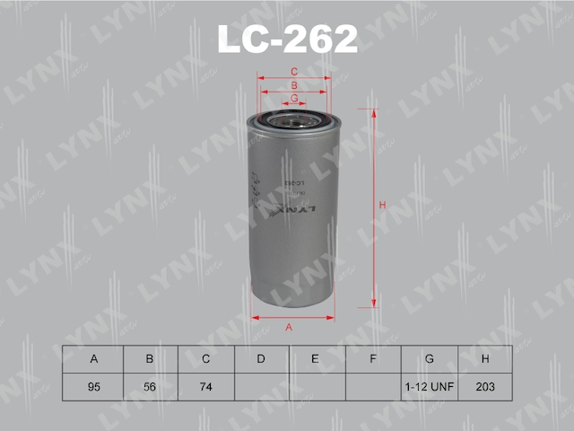 Купить LYNX LC-262 Фильтр масляный подходит для NISSAN Atlas 3.5D-4.2D 92-95, ISUZU Journey 3.5 95-99 LC-262
