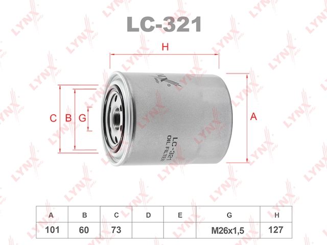 Купить LYNX LC-321 Фильтр масляный подходит для KIA Carnival 2.9TD 99-01, MAZDA MPV 2.5TD 96-99, MITSUBISHI Colt 1.8D 92/Galant 1.8D-2.0D 96/L200 2.5D-TD 96/Lancer 1.8D-2.0D 92/Pajero 2.5TD 90 LC-321