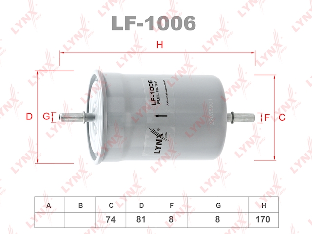 Купить LYNX LF-1006 Фильтр топливный подходит для Audi A3 1.6-1.8T 96/A4 1.6-3.0 00-04/TT 1.8T 98-06/3.2 06/A8 3.0-6.0 03-10, Seat Toledo II 1.6-2.3 06, Skoda Octavia 1.4-2.0 99, Volkswagen Bora 1.4-2.8 9 LF-1006