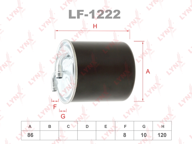Купить LYNX LF-1222 Фильтр топливный подходит для MB C200D-350D(W203/4) 00 / E200D-420D(W211) 02-08 / G320D(W463) 06 / GL320D-450D 06 / GLK320D-350D 08 / ML280D-450D 05-09 / R280D-320D(W251) 06 / S320D-4 LF-1222