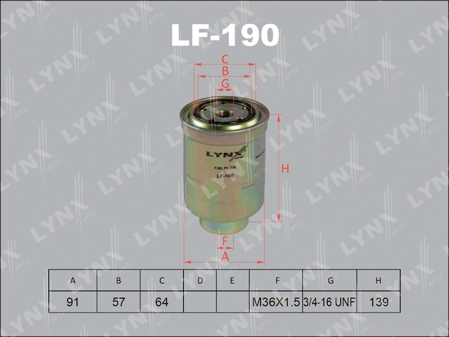 Купить LYNX LF-190 Фильтр топливный подходит для MAZDA 3 2.0D-2.2D 06/5 2.0D 05/6 2.0D-2.2D 05, TOYOTA Camry 2.0TD 91/Carina E 2.0D-TD 96-97/Carina II 2.0D 92/Corolla 2.0D 92-00/HiAce 2.4D 95/Land Cruis LF-190