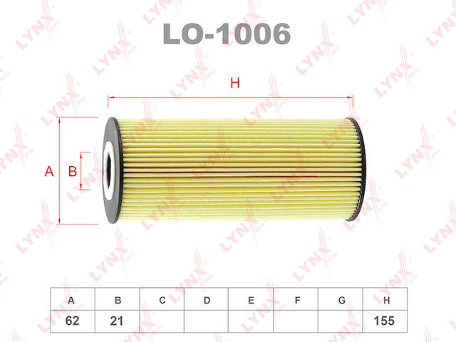 Купить LYNX LO-1006 Фильтр масляный для AUDI A3 97/A4 00/A6 01-05 1.9TD, FORD Galaxy 1.9TD 95-05, SKODA Octavia 97/Superb 05-08 1.9TD, VW Bora LO-1006