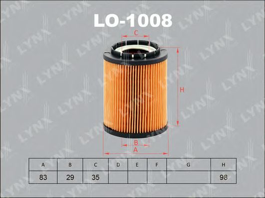 Купить LYNX LO-1008 Фильтр масляный подходит для AUDI A6 3.7 99-05 / A8 3.7-4.2 98-02 / Q7 3.6 06, FORD Galaxy 2.8 95-00, JEEP Grand Cherokee 3.1TD 99, MB V-Class 2.8 97-03, PORSCHE Cayenne 3.2-3.6 03, VW LO-1008