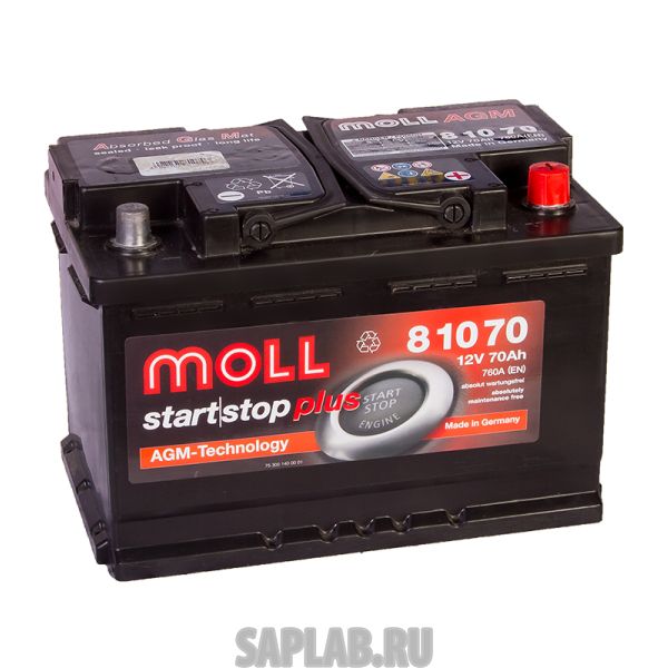 Купить MOLL 81070 Аккумулятор MOLL AGM 70R Start-Stop 760A 276x175x190