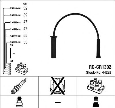Купить NGK 44229 Комплект проводов зажигания буквенный код RCCR1302