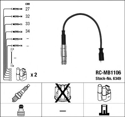 Купить NGK 6349 Комплект проводов зажигания 6349 / RC-MB1106, MB W2169/W245 1.5-2.0 04>