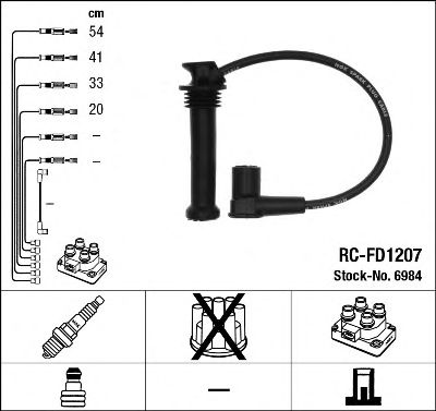 Купить NGK 6984 Комплект проводов зажигания 6984 / RC-FD1207, FORD MONDEO 1.8 16V/2.0 16V 2000 - 2007