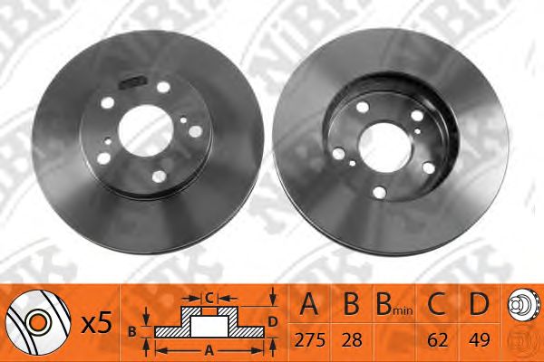 Купить NIBK RN1009 Диск тормозной TOYOTA AVENSIS 01-/CAMRY 91-01/PREVIA 00- передний D275мм RN1009