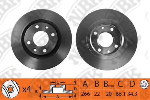 Купить NIBK RN1152 Диск тормозной передние CITROEN C3/C4/C5 03/BERLINGO 96/PEUGEOT 206/307/PARTNER RN1152