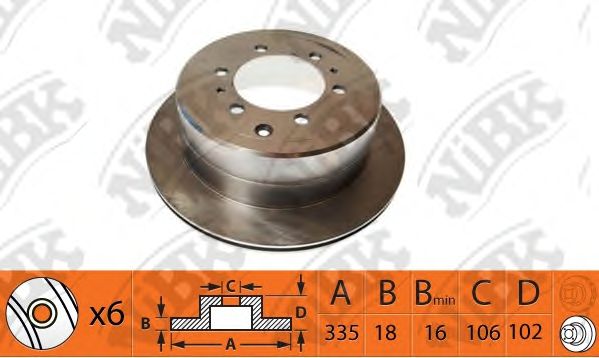Купить NIBK RN1157 Диск тормозной TOYOTA LAND CRUISER J80 4.2-4.5 90-97 задний D335мм RN1157