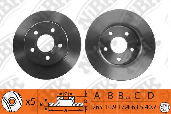 Купить NIBK RN1189 Диск тормозной FORD FOCUS II 04/C-MAX 1.6/1.8/2.0/2.0D 04 задний RN1189