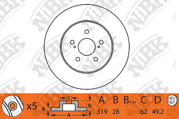 Купить NIBK RN1219 Диск тормозной TOYOTA LC J100 4.2-4.7 00-05/LEXUS LX470 02-07 задний RN1219