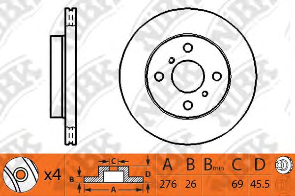 Купить NIBK RN1237 Диск тормозной MITSUBISHI GALANT VI 9604/LANCER 03 передний RN1237