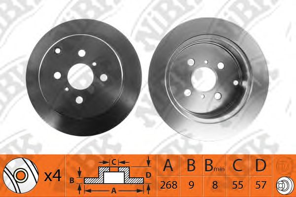 Купить NIBK RN1308 Диск тормозной TOYOTA COROLLA 1.4-2.0 02-/YARIS 1.0-1.5 99- задний RN1308