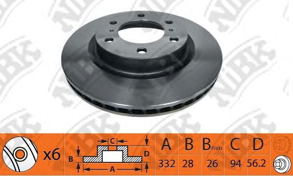 Купить NIBK RN1400 Диск тормозной MITSUBISHI PAJERO IV 07- передний D332мм RN1400