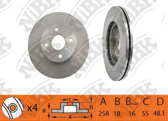 Купить NIBK RN1483 Диск тормозной TOYOTA COROLLA 92-97 RN1483