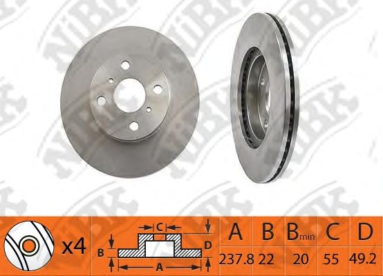 Купить NIBK RN1484 Диск тормозной передний TOYOTA CARINA/CALDINA/CORONA RN1484