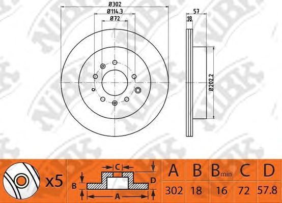 Купить NIBK RN1502 Диск тормозной MAZDA CX-7 2.3 07- RN1502