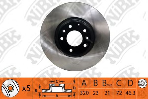 Купить NIBK RN1514 Диск тормозной передний M6 MPS