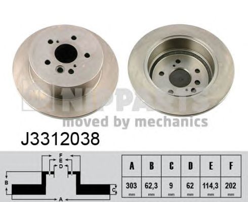 Купить NIPPARTS J3312038 Диск тормозной задний D303 4243142041 4243142040