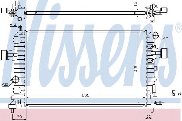 Купить NISSENS 630744 Радиатор системы охлаждения OPEL: ASTRA H (L08/L35/L48/L67/L69) 1.2-1.8i/LPG/16V 03/04-05/14, ZAFIRA B (A05) 1.6CNG 01/06- \ VAUXHALL: ASTRA Mk V (H) 1.4-1.8i/16V 04- (МКПП)