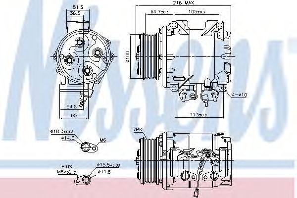 Купить NISSENS 89242 Компрессор кондиционера HONDA ACCORD 2.0 03- 180см3 шкив 100мм