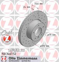 Купить ZIMMERMANN 150.3467.52 Диск торм.перед.вентил.перфорир. [312x24] SPORT COAT Z