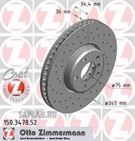 Купить ZIMMERMANN 150.3478.52 Диск торм.перед.вентил.перфорир. [348x36] SPORT COAT Z LEFT [парный 150.3479.52]
