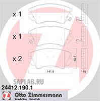 Купить ZIMMERMANN 24412.190.1 Колодки торм.перед. со звук.датчиком износа