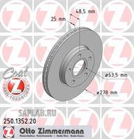 Купить ZIMMERMANN 250.1352.20 Торм.диск пер.вент.[278x25] COAT Z