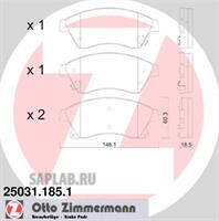 Купить ZIMMERMANN 25031.185.1 Колодки торм.перед. со звук.датчиком износа