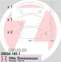 Купить ZIMMERMANN 25034.185.1 Колодки торм.перед. со звук.датчиком износа