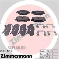 Купить ZIMMERMANN 25757.175.2 Колодки торм.перед. со звук.датчиком износа и аксессуарами