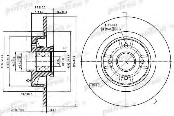 Купить PATRON PBD7010 Диск тормозной задн c подшипником и кольцом сенсора ABS (1 шт.)