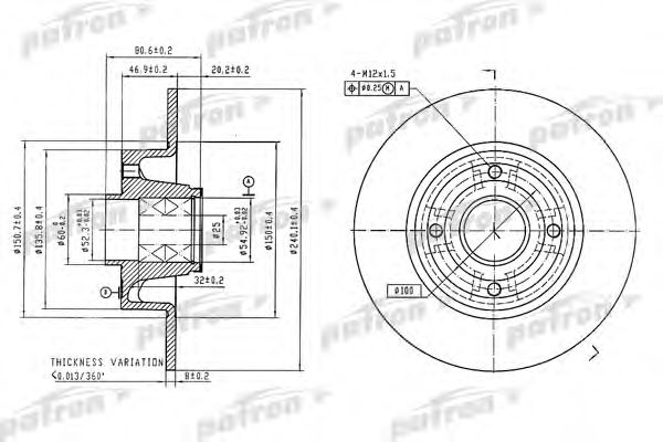 Купить PATRON PBD7015 Диск тормозной задн c подшипником и кольцом ABS (1 шт) RENAULT: MeganeModusClio all 02 PBD7015