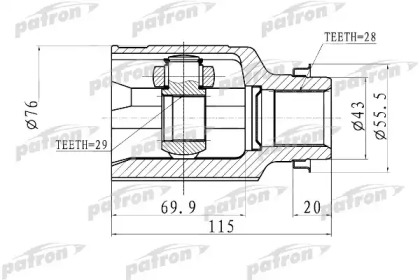 Купить PATRON PCV1011 ШРУС внутренний правый 29x43x28 MAZDA 323 BJ 98-04, MAZDA 2 DE 07-