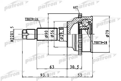 Купить PATRON PCV1016 ШРУС наружный с кольцом ABS 28x56x26 ABS:44T MAZDA 323 BJ 98-04, PREMACY CP 99-05