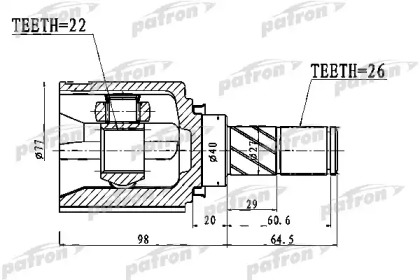 Купить PATRON PCV1028 ШРУС внутренний 22x40x26 NISSAN MICRA C+C (CK12E) 05-, NISSAN NOTE E11E 05-12, NISSAN TIIDA C11 05-12