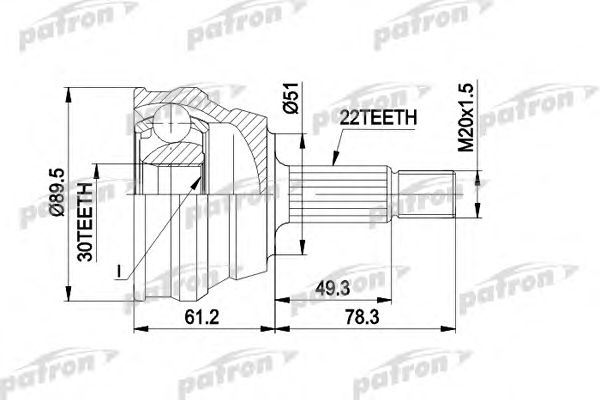 Купить PATRON PCV1050 ШРУС наружн к-кт 22x51x30 AUDI: 80 81-86, 90 84-87, COUPE 83-88, VW: PASSAT 81-88, PASSAT Variant 81-88, PASSAT седан 85-88, SANTANA 81-84