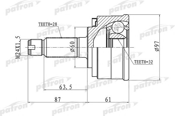 Купить PATRON PCV1076 ШРУС наружный 28x60x32 HONDA CR-V II (RD4,RD5,RD6,RD7,RD8,RD9) 2.0 i-VTEC [K20A4] 150 л.с. Бензин 02-06