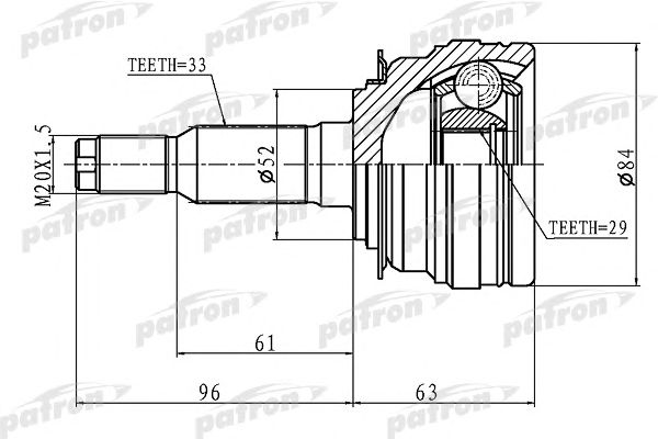 Купить PATRON PCV1095 ШРУС наружный 33x52x29 CHEVROLET LACETTI/OPTRA (J200) 03-08