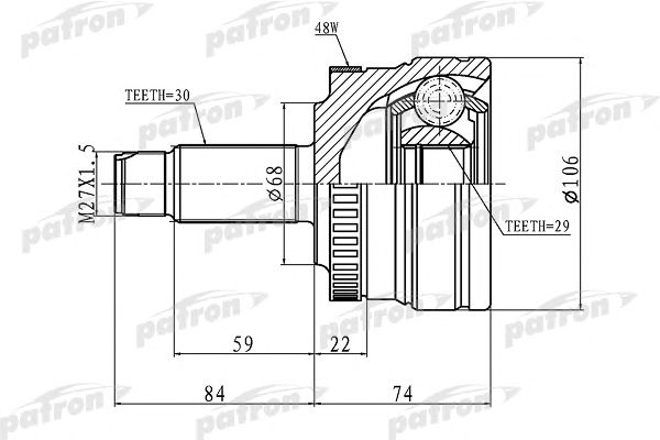 Купить PATRON PCV1100 ШРУС наружный с кольцом ABS задний 30x68x29 ABS:48T LAND ROVER RANGE ROVER III 02-12