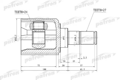 Купить PATRON PCV1105 ШРУС внутренний 27x41x24 HYUNDAI IX35/TUCSON 10MY 30.11.09 - 31.08.13, KIA SPORTAGE (SL) 10-