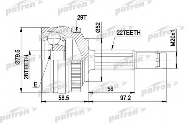 Купить PATRON PCV1116 ШРУС наружн к-кт 22x52x28 ABS:29T OPEL: CORSA B 1.2/1.4/1.7D 93-00