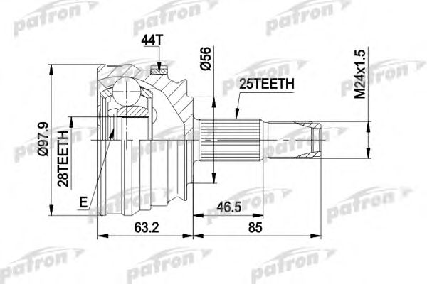 Купить PATRON PCV1153 ШРУС наружн к-кт 25x56x28 ABS:44T ALFA ROMEO: 155 92-97, GTV 95-, SPIDER 95-05, FIAT: COUPE 93-00, MAREA 96-99, MAREA Weekend 96-99
