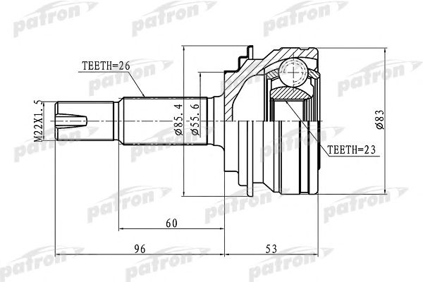 Купить PATRON PCV1219 ШРУС наружный 26x55x23 TOYOTA YARIS KSP90/NLP90/NSP90/SCP90/NCP90/ZSP90 05-