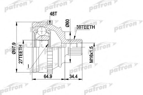 Купить PATRON PCV1229 ШРУС наружн к-кт 38x60.2x27 ABS:48T VW: TRANSPORTER Т4 с ABS 7.94-